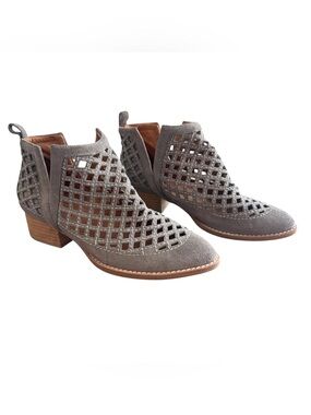 Jeffrey Campbell Taggart Gray Suede Cutout Ankle Booties
